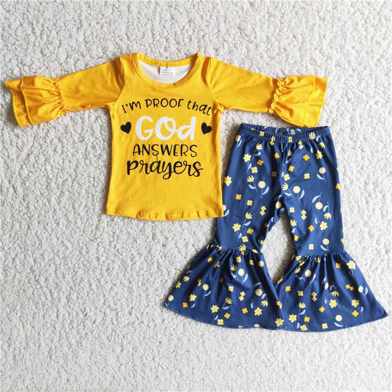 god top and bell pants 2 pieces girls outfits kids clothing