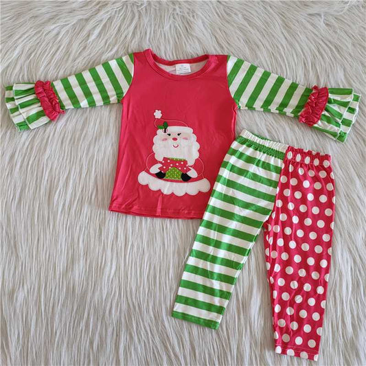 Christmas Santa Claus girls outfits 2 pieces winter sets