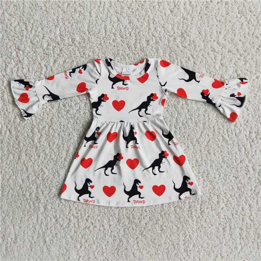 dinosaur heart dress Valentine's Day Girls Dresses