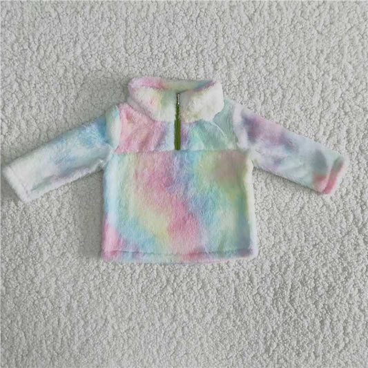 Cute color plush pullover girls top winter fall