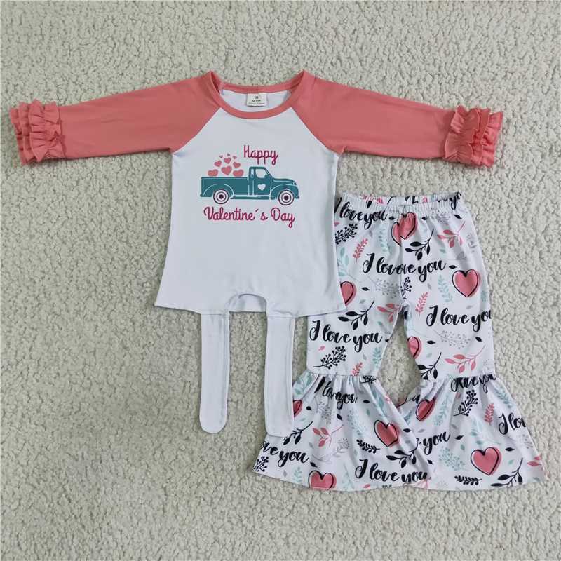 truck love sets happy Valentine's Day Girls Clothes