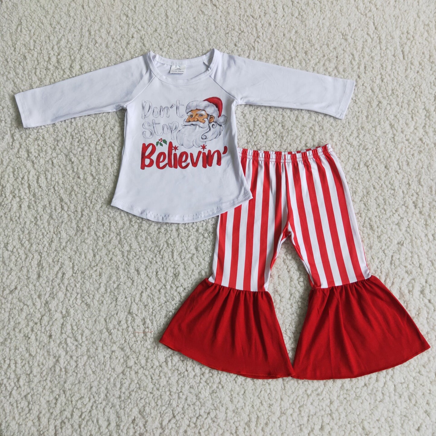 Christmas Santa Claus girls outfits shirt pants 2 pieces winter sets