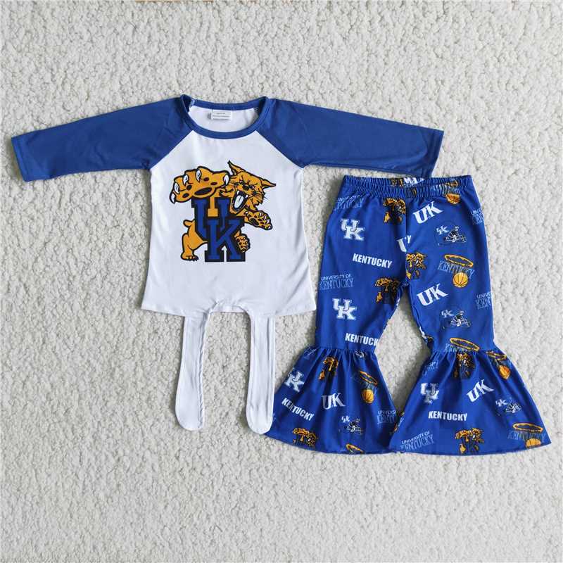 UK shirt and bell pants 2 pieces girls outfits kids clothing