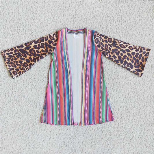 Leopard and Stripes cardigan Jacket girls coats