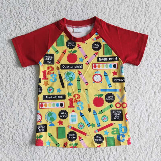 pencil learn BACK TO SCHOOL boy short sleeve shirt