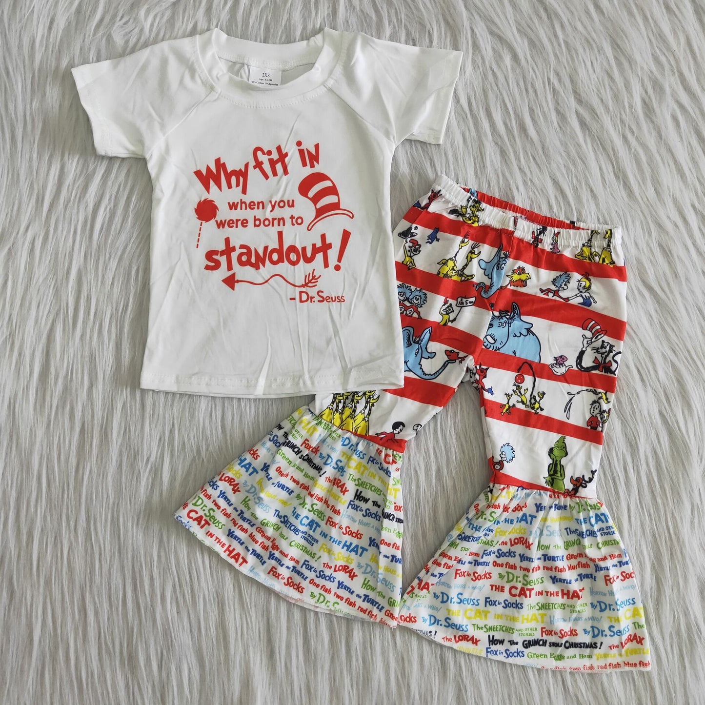 dr.seuss top bell pants girls sets kids clothes