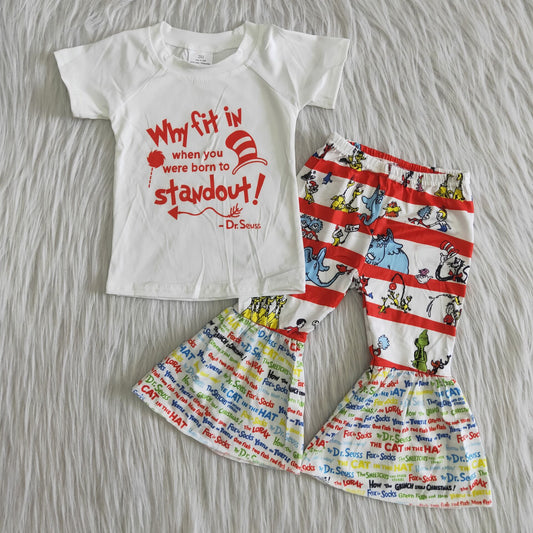 dr.seuss top bell pants girls sets kids clothes