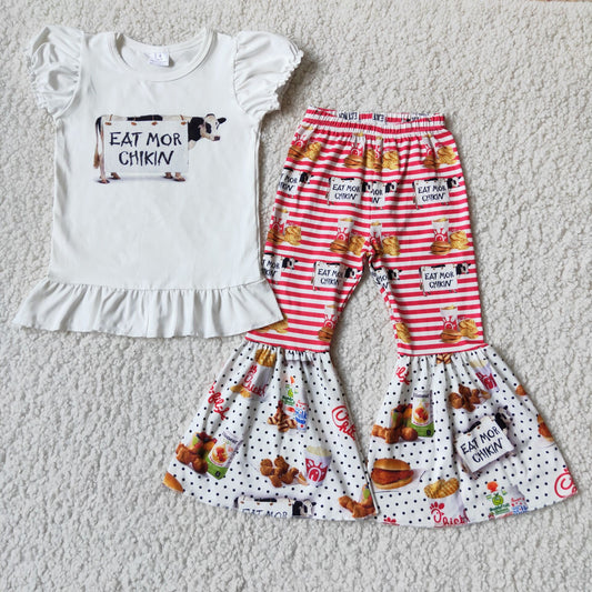 cow top bell pants girls sets kids clothes