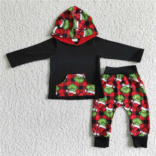 christmas boys outfits winter hooded sets hoodie grinch sets