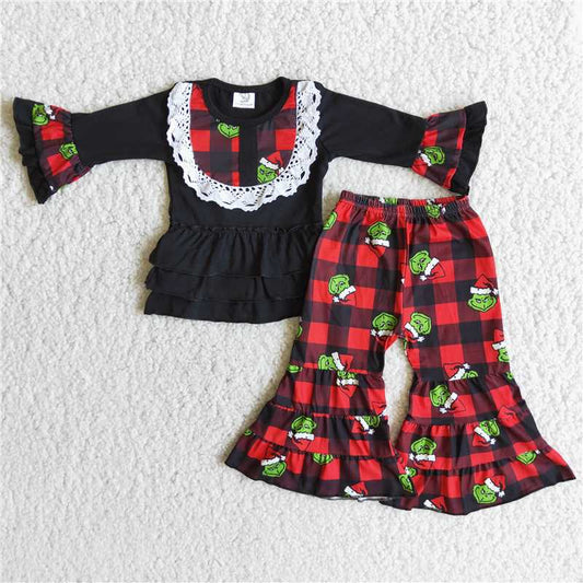 Christmas clothing grinch girls outfits 2 pieces winter sets