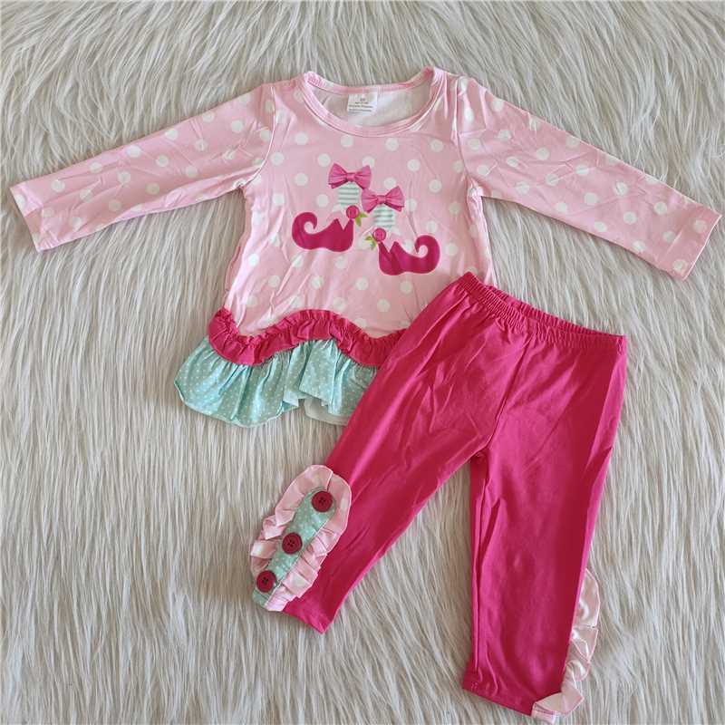 long sleeve boots top and pants 2 pieces girls outfits