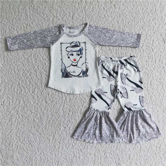 Princess top and bell pants 2 pieces girls outfits kids clothes