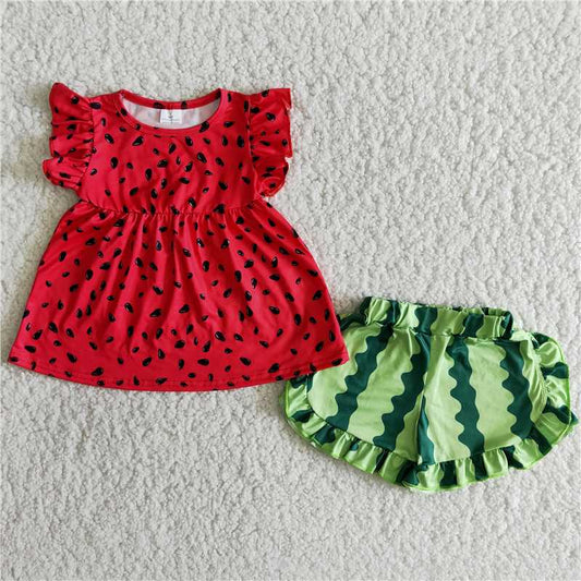 watermelon girls summer shorts sets 2 pieces kids clothes