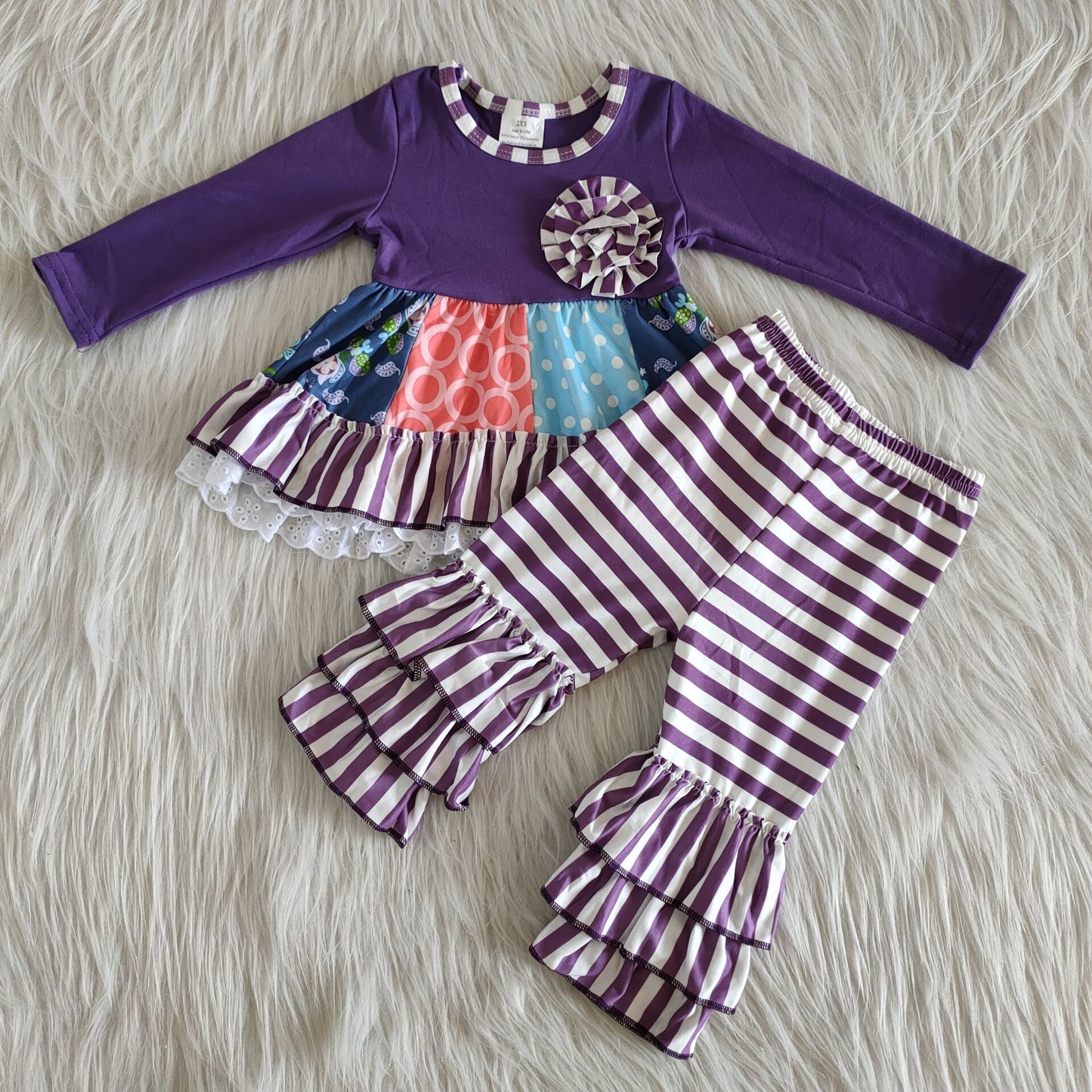 Purple long sleeve top and pink pants girls outfits