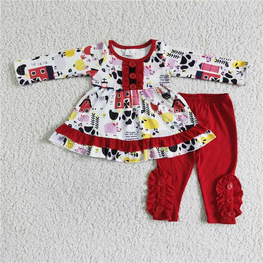 farm long sleeve top and pants 2 pieces girls outfits