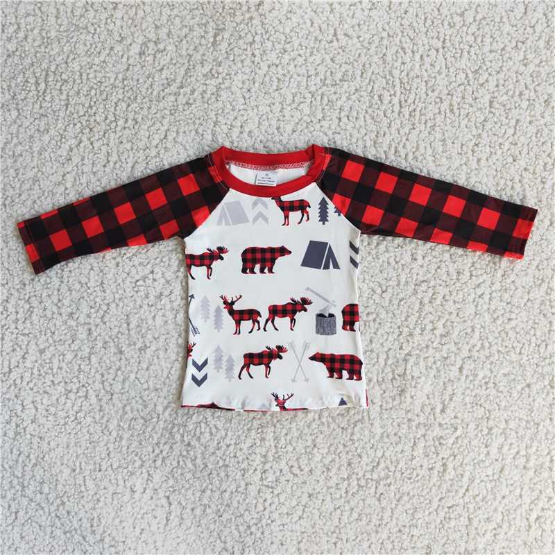 merry christmas boys long sleeve shirt deer Bear