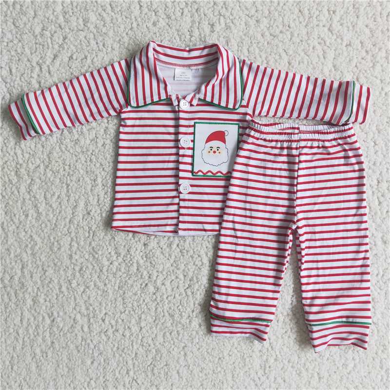 Christmas pajamas suit boys match girls outfits winter sets embroidery santa