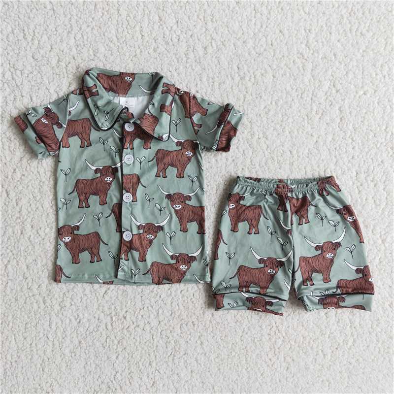 cow 2 pieces girls match boy pajamas sets kids clothes