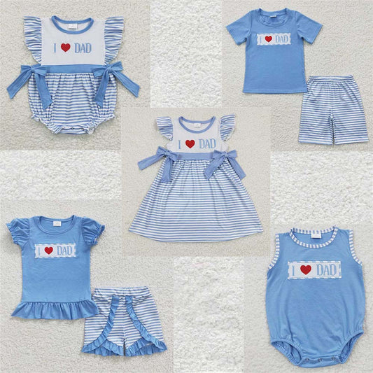 siblings embroidery i love dad kids outfits match baby rompers and dress