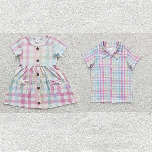 colored plaid boys shirt  match girls dress