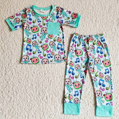 carton fall boys match girl pajamas outfits kids clothes