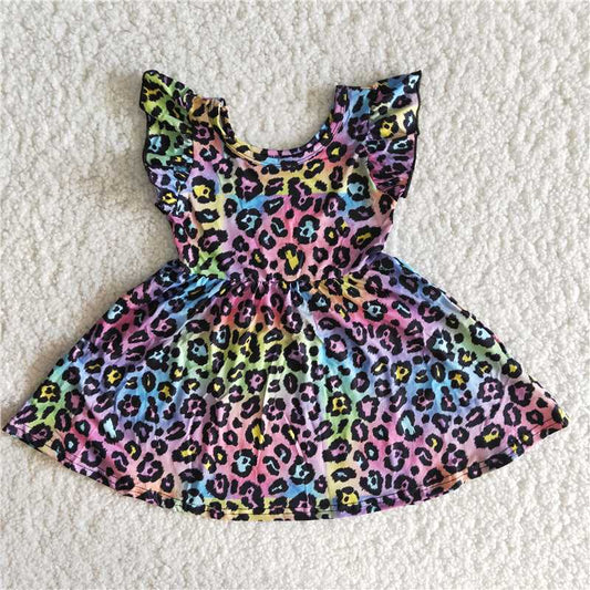 colorful leopard print girls dress summer skirt