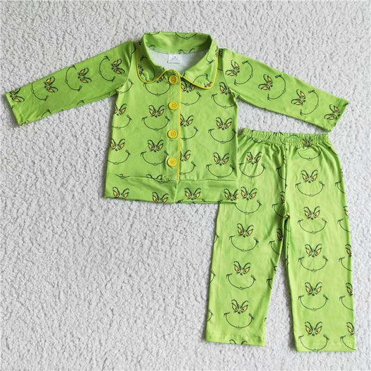 Christmas pajamas suit boys grinch outfits winter sets