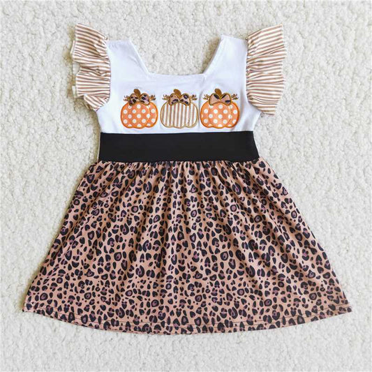 embroidery girls summer dress short sleeve pumpkin skirt