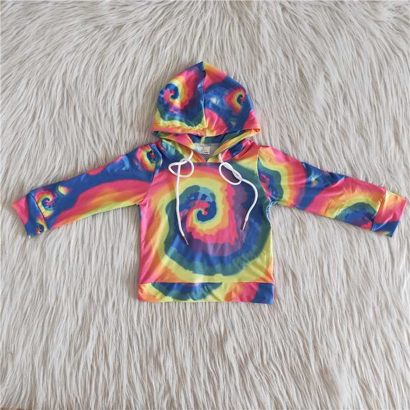 Tie dye long sleeve hoodie top