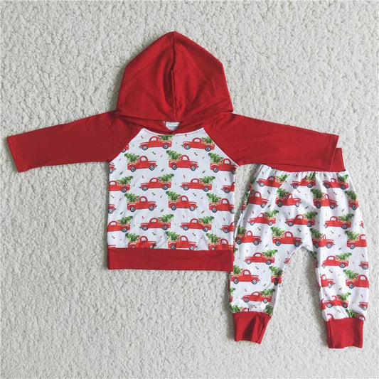 christmas boys outfits tree winter hooded sets hoodie suits