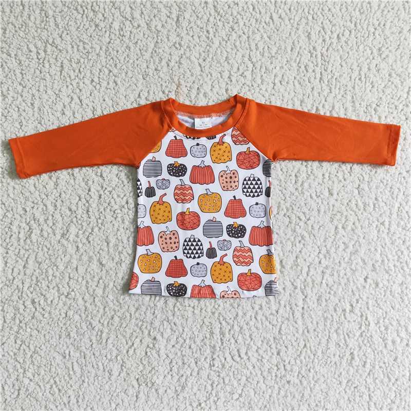 pumpkin boys long sleeve shirt fall spring WINTER TOP