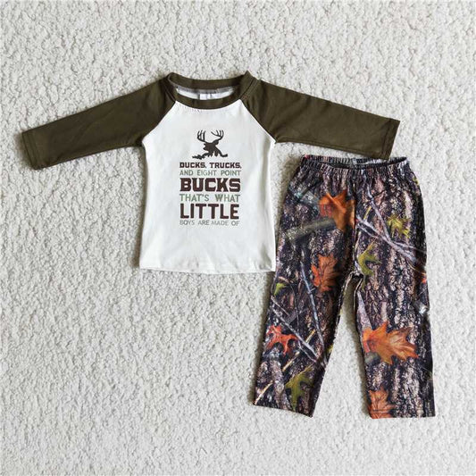 camo suit boys long sleeve pants 2 pieces outfits winter sets