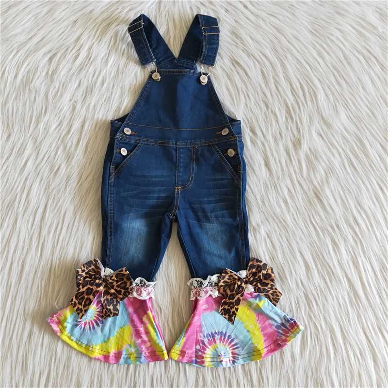 girls denim overalls bell jeans blue pants