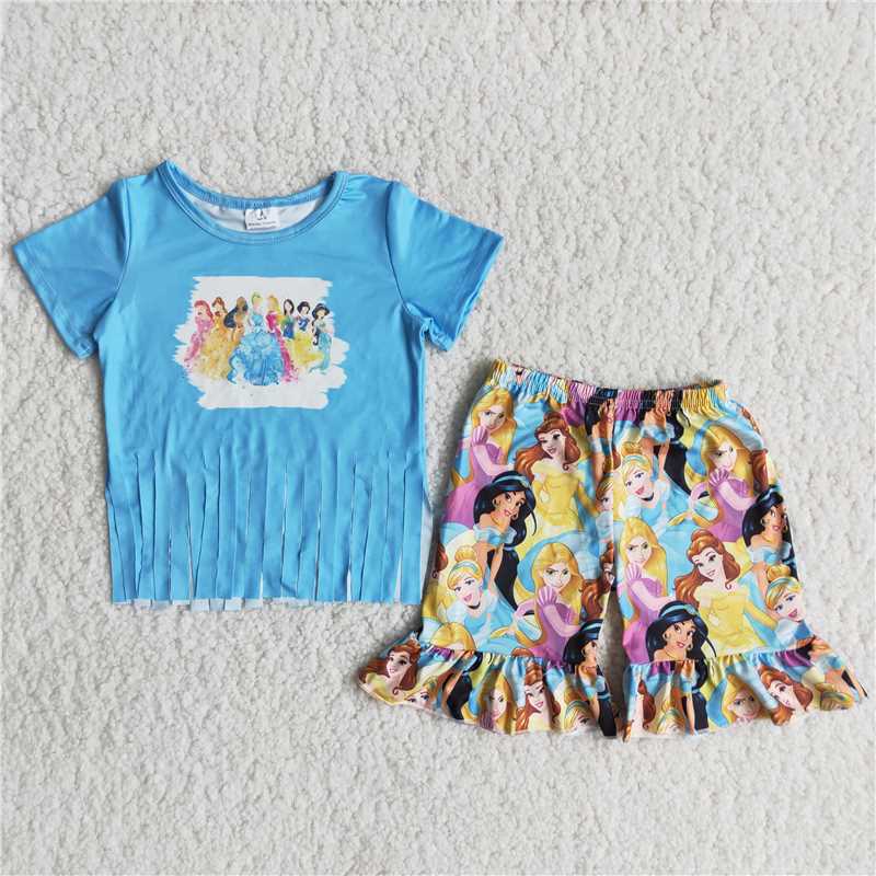 girls summer sets Princess top & shorts suits