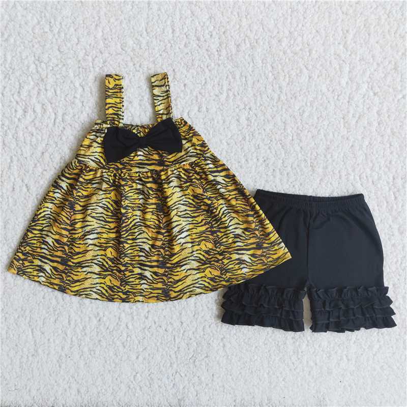 girls summer sets tiger top & shorts suits