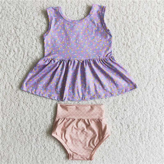 Girls lovely baby bummies sets sleeveless shirt