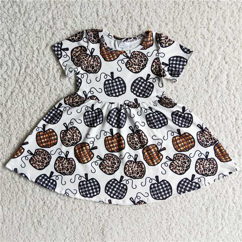 pupular girls summer dress short sleeve pumpkin skirt