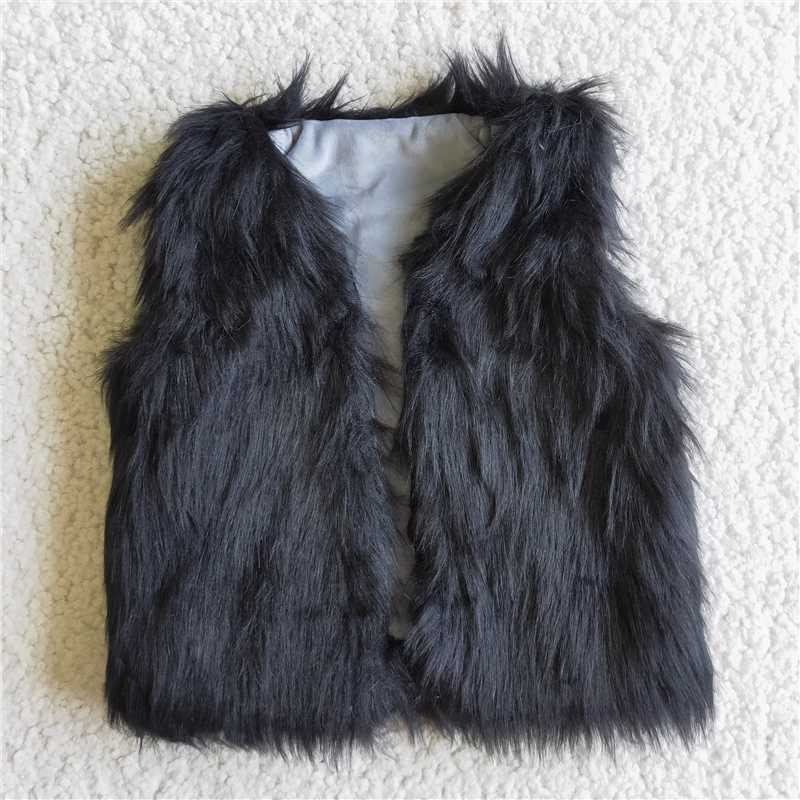 Cute Black plush vest winter fall