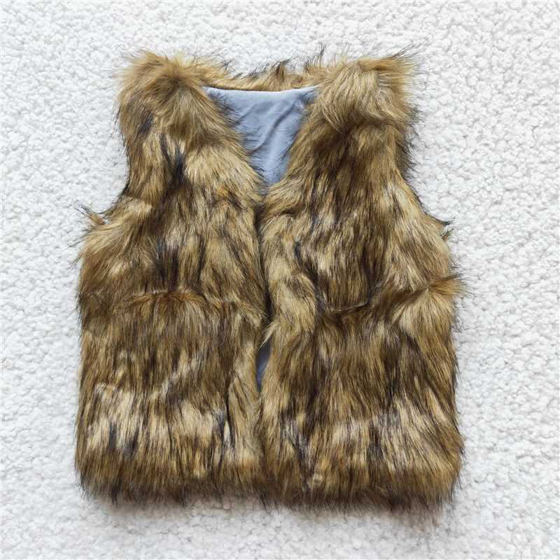 Cute Brown plush vest winter fall