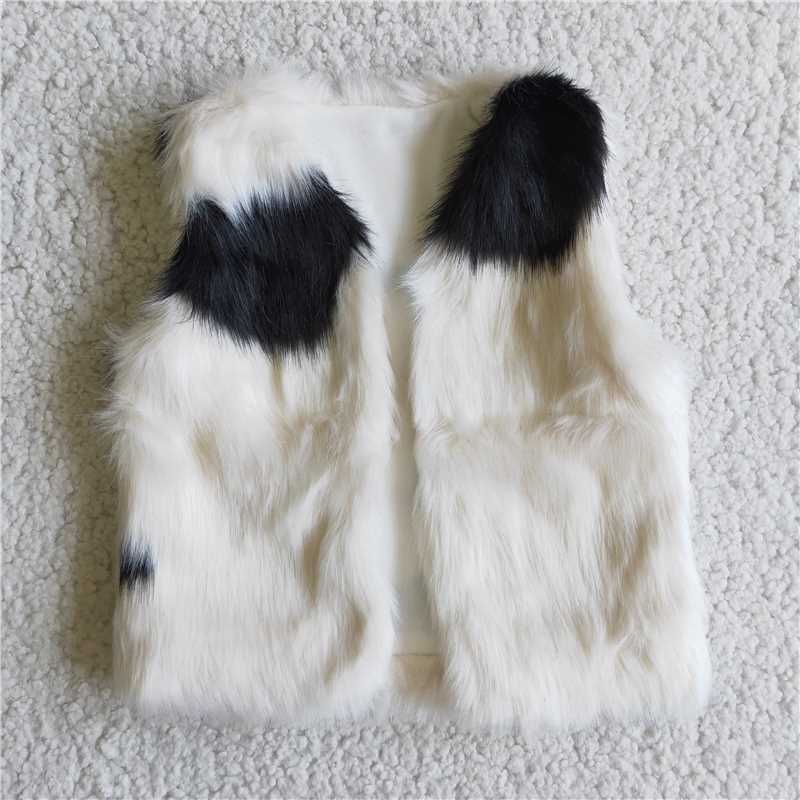 Cute Black White plush vest winter fall