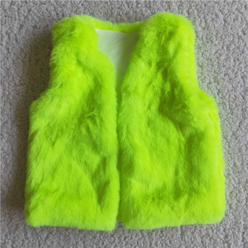 Cute fluorescent green White plush vest winter fall