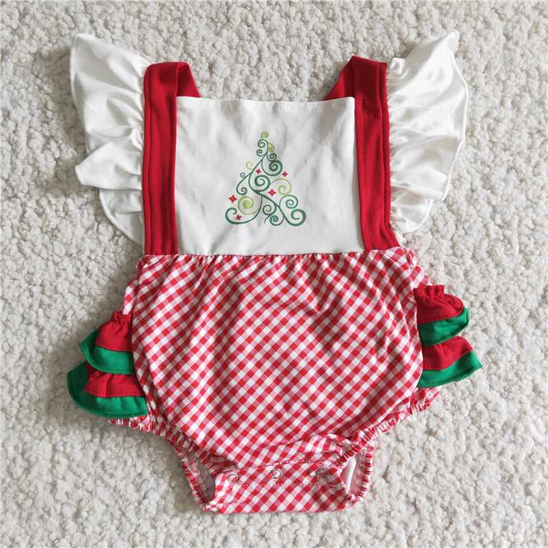 Christmas girls sleeveless baby rompers