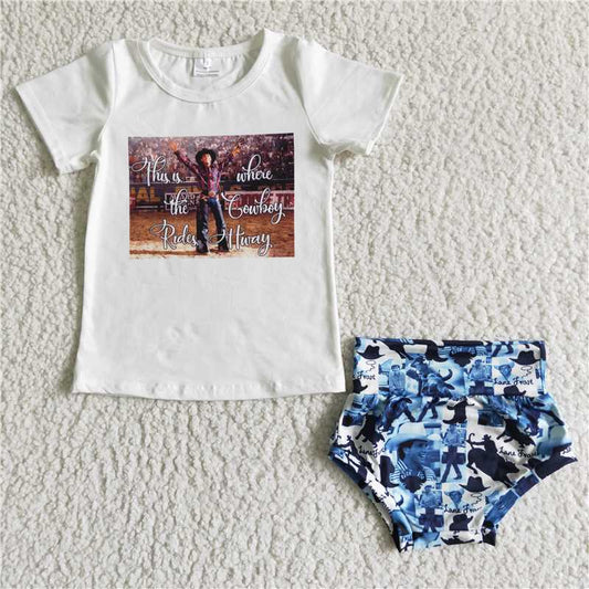 cowboy kids Girls bummies sets