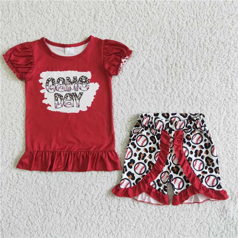 game day baseball girls summer sets shorts suit