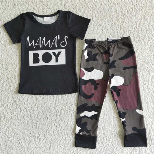 "mama's boy" camo boys outfits shorts sleeve shirt pants sale sets