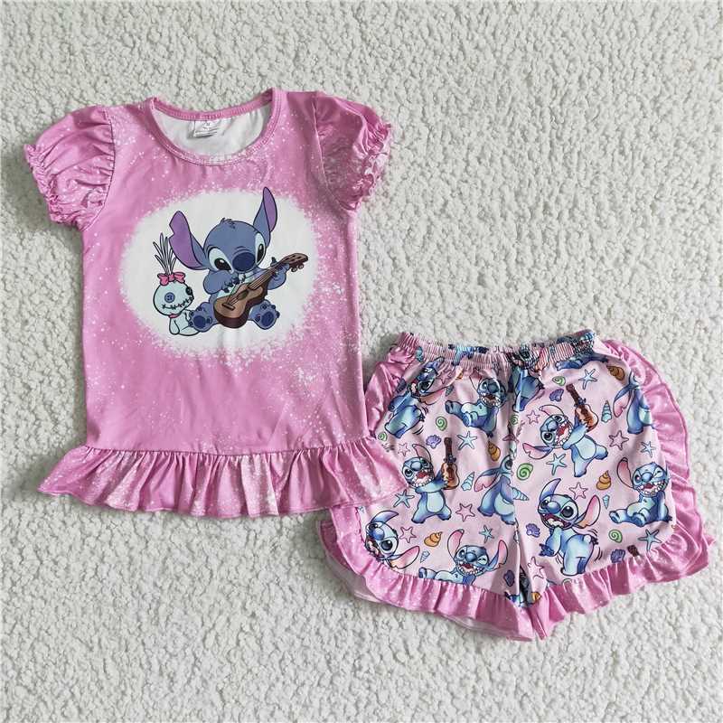 girls summer sets Stitch top & shorts suit