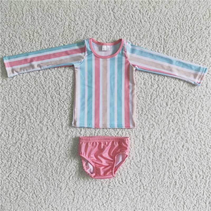 color stripes girls swimsuit match boy swimsuit