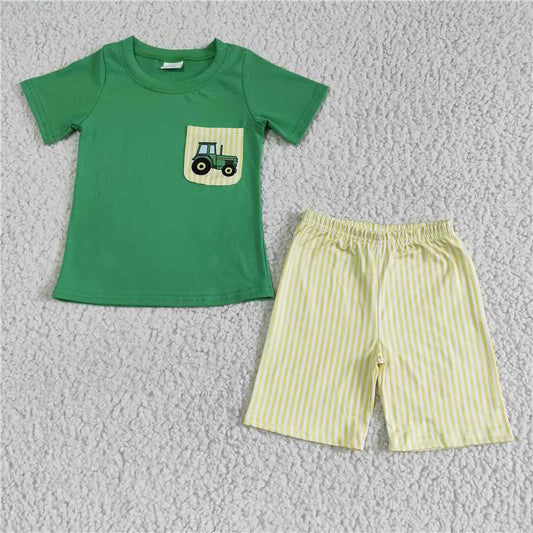 tractor boys summer sets short sleeve shirt and shorts 2pcs suit