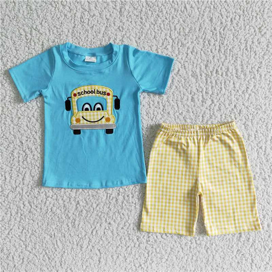 back to school embroidery boys summer sets