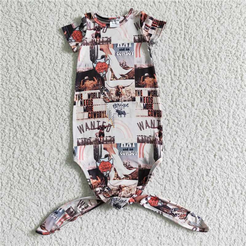 Western cowboy newborn baby gown